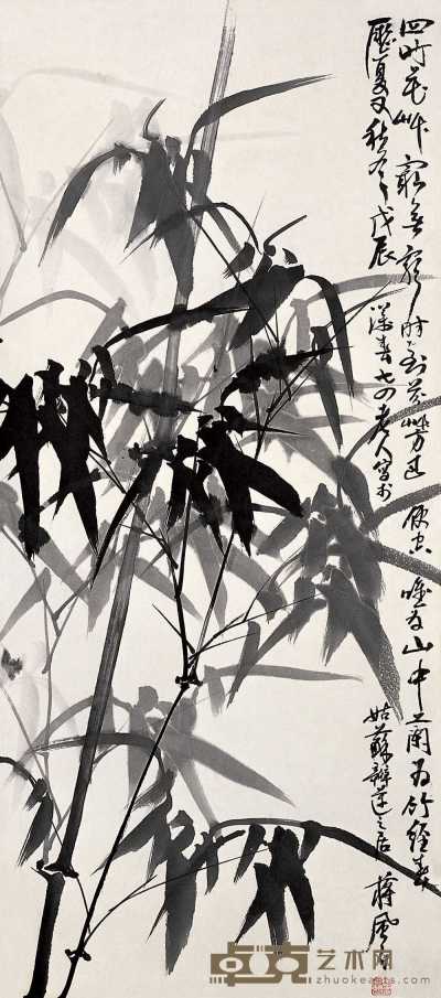 蒋凤白 戊辰（1988年） 墨竹 立轴 70×31cm